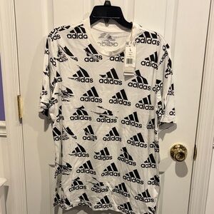 Adidas Men's White and Black Graphic Tee